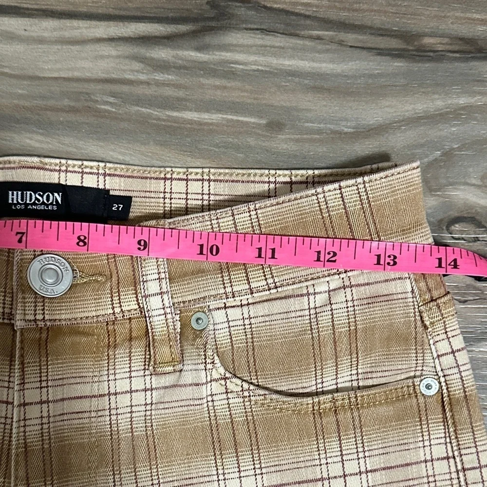 Hudson Women’s Barbara High-Rise Bootcut Jeans in Tan Plaid Size 27 NWT